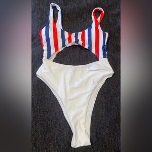 Striped Red, White, and Blue Swimsuit
